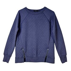 MAX JEANS Women's‎ Dusty Blue Quilted Crewneck Sweatshirt XS Athleisure Relaxed